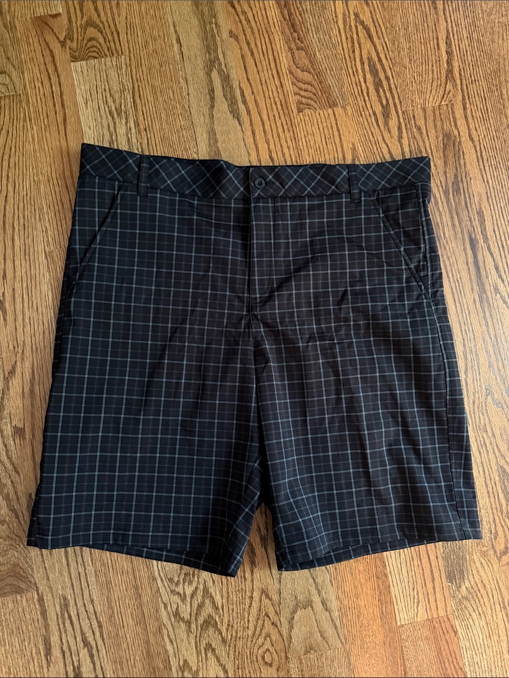 Men's Fila Sport Golf Black Windowpane Plaid Shorts